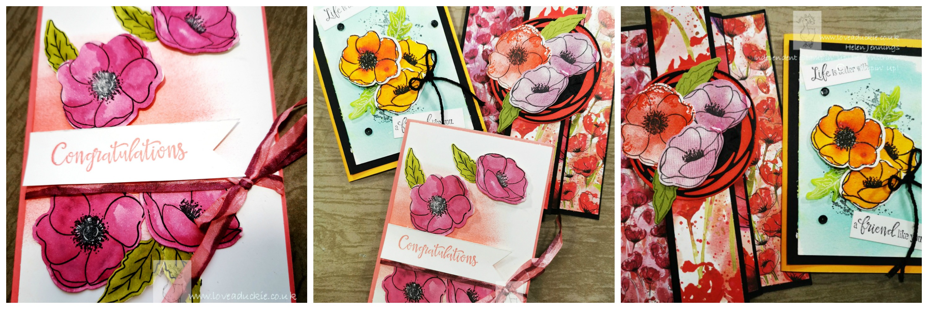 A Trio of Painted Poppy Cards