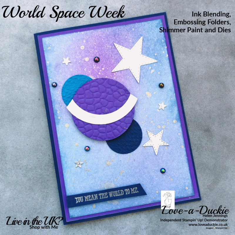 A sponged background with die cut shapes, creating a space themed card