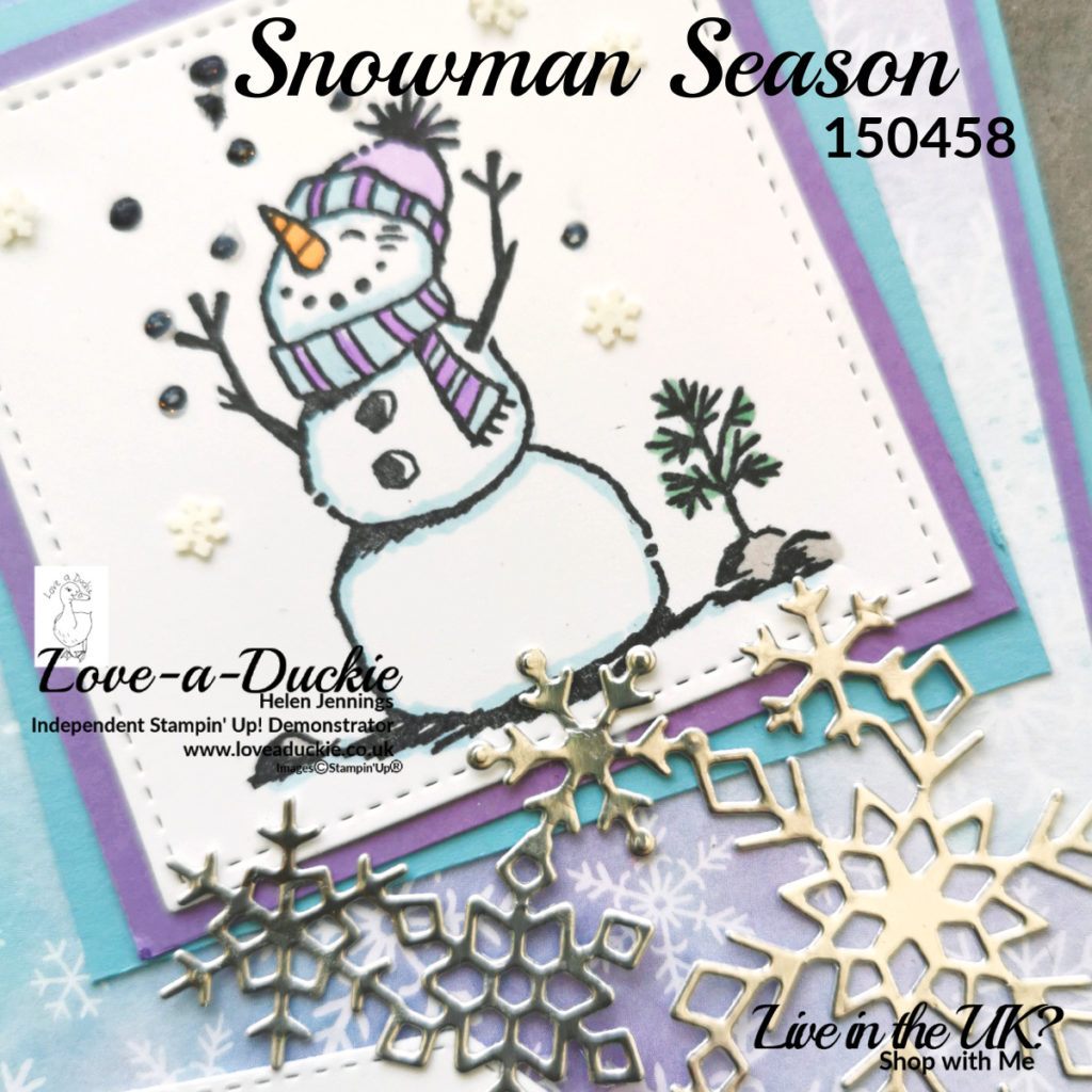 This snowman card using the Snowman Season stamp set, is coloured with Stampin' Blends.