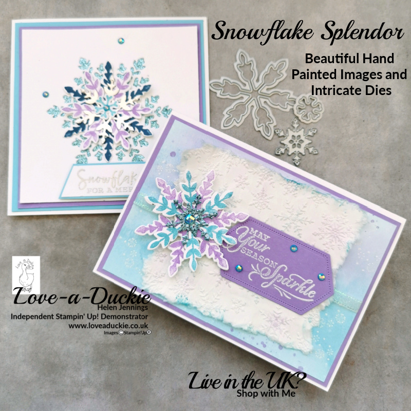 Two gorgeous Christmas cards created with Stampin' Up's snowflake splendor suite.
