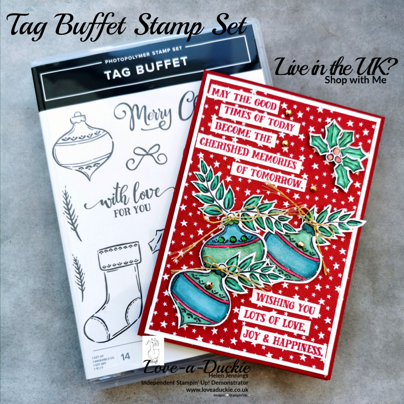 A Christmas card using the tag Buffet Stamp Set from Stampin' Up