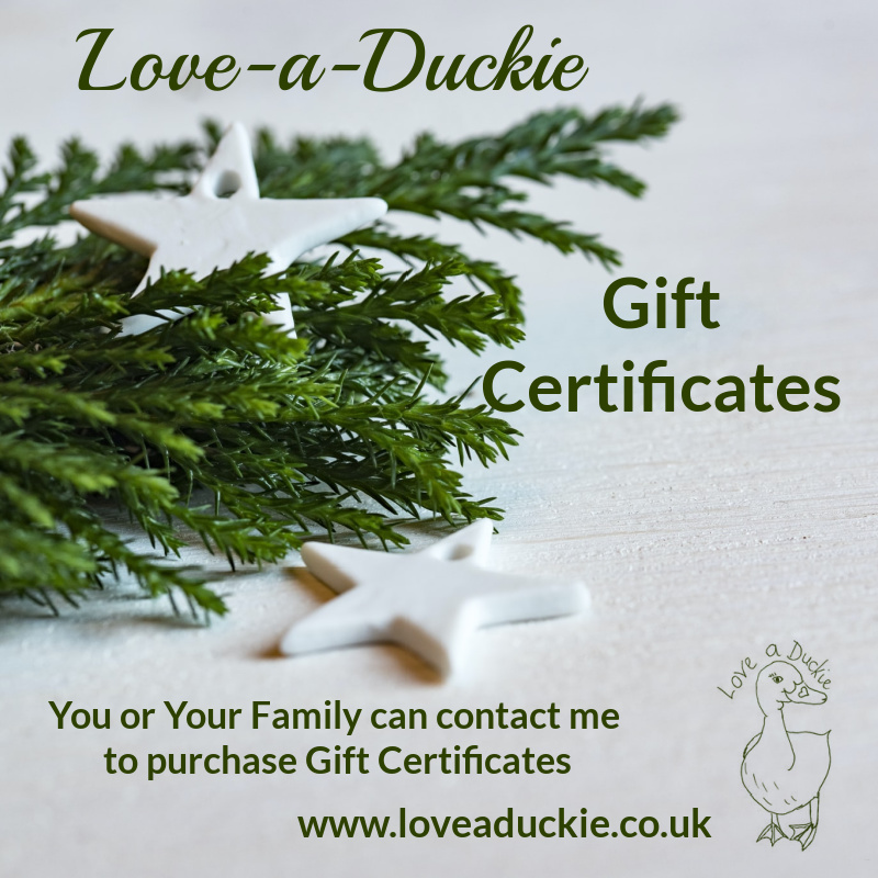 Love-a-Duckie gift certificates are available from my website shop.