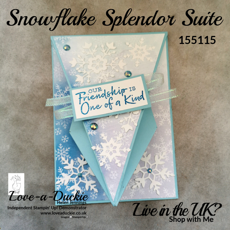 Snowflakes galore in this fancy fold card featuting the snowflake wishes bundle from Stampin' Up!