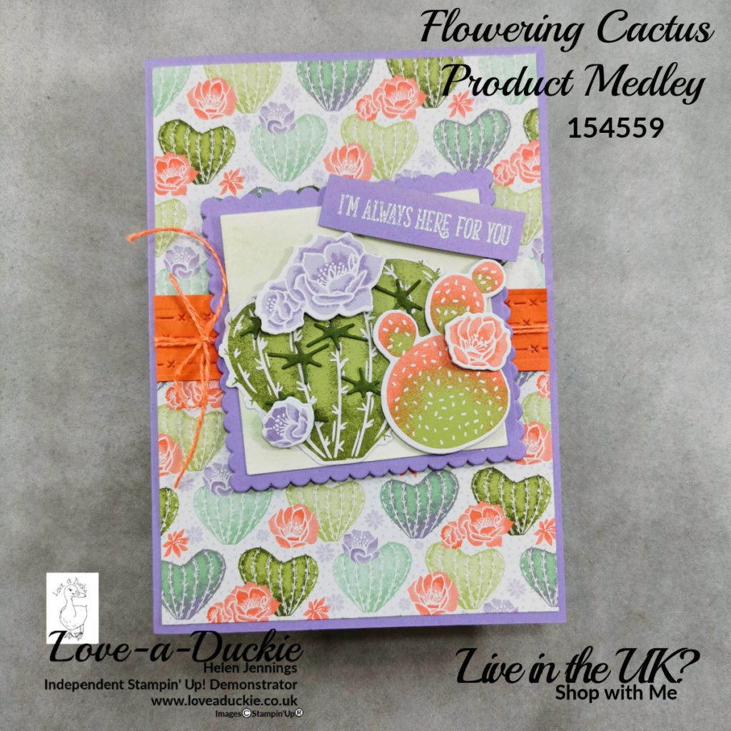 Heat embossing on this Highland Heather card using Flwering Cactus products from stampin Up