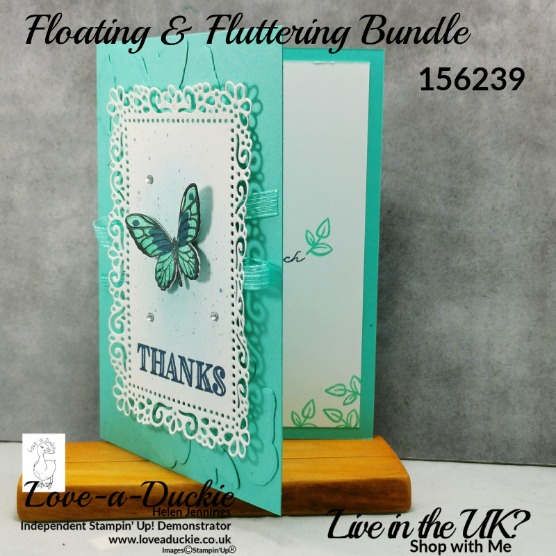 This Pretty Coastal Cabana Thank You card is created using Stampin' Up's! Floating & Fluttering Bundle