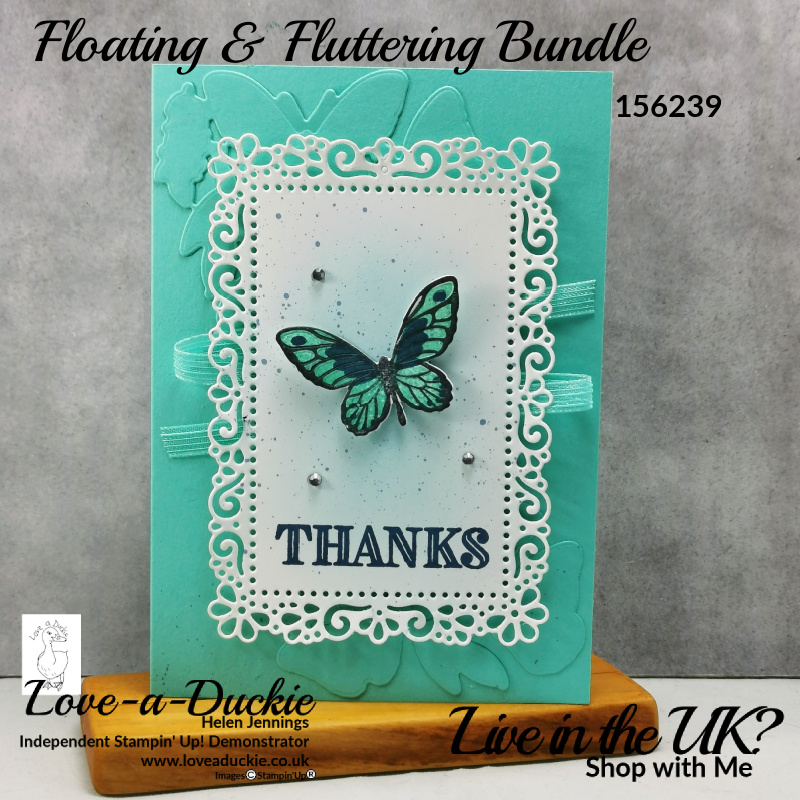 The Floating & Fluttering Bundle was used to create this cute thank you card.