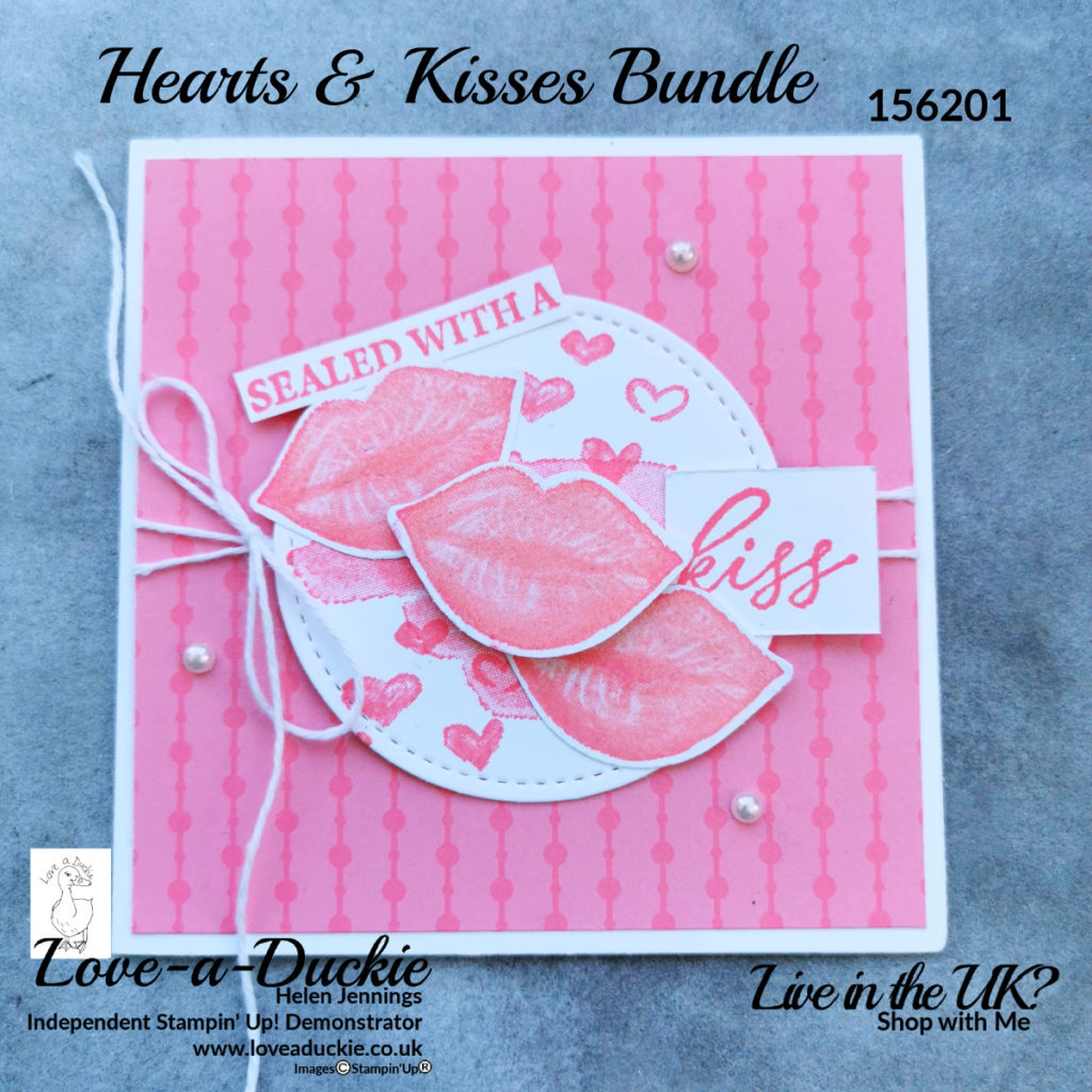 A love card in Flirty Flamingo using the Hearts & kisses bundle