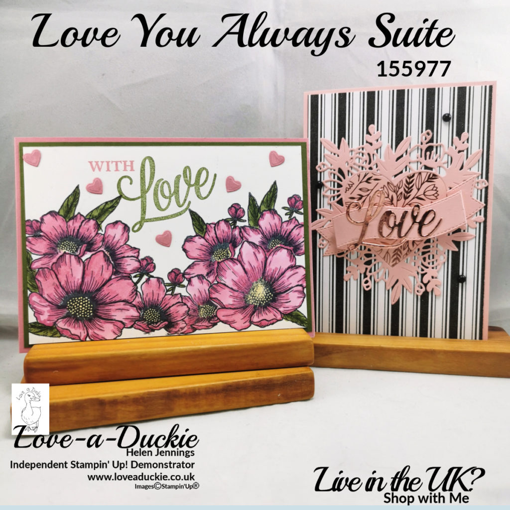 Two cards with a love theme using Stampin' Up's Love You always suite.