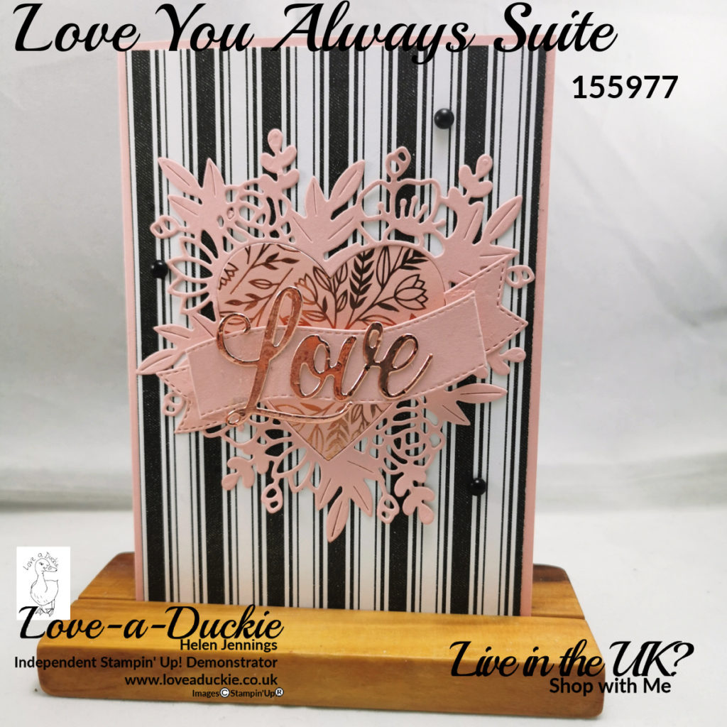 A love card using foil papers and die cut greetings from Stampin Up