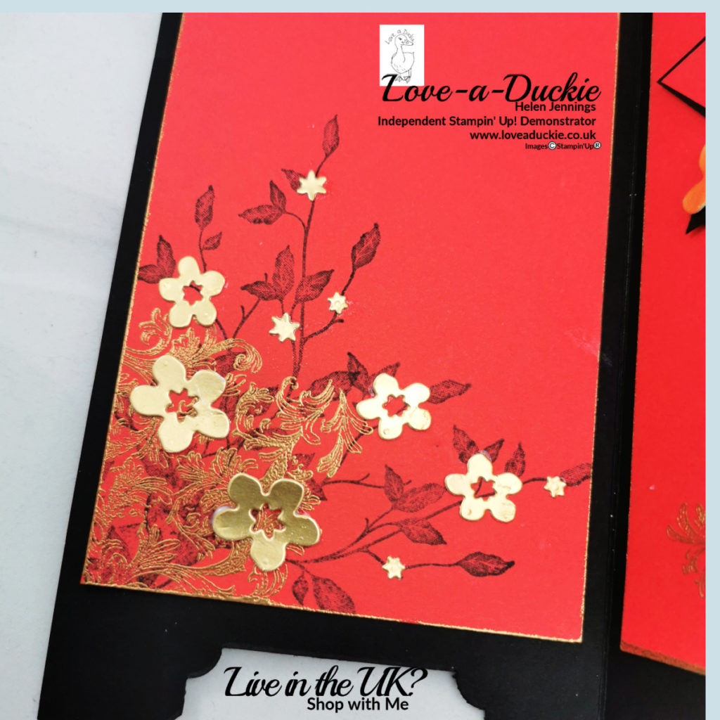 Gold embossing and die cuts on this Oriental themed card using Stampin' Up products