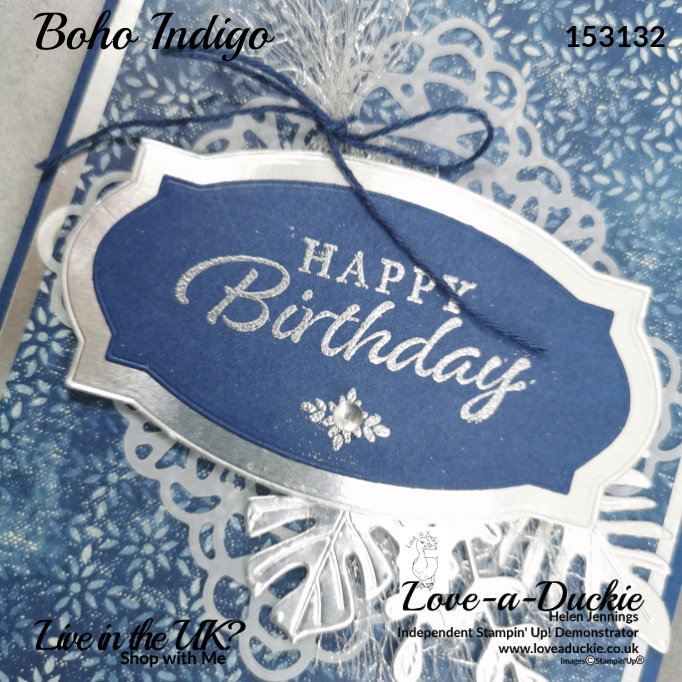 This happy birthday card has lots of silver foil elements and silver embossing.