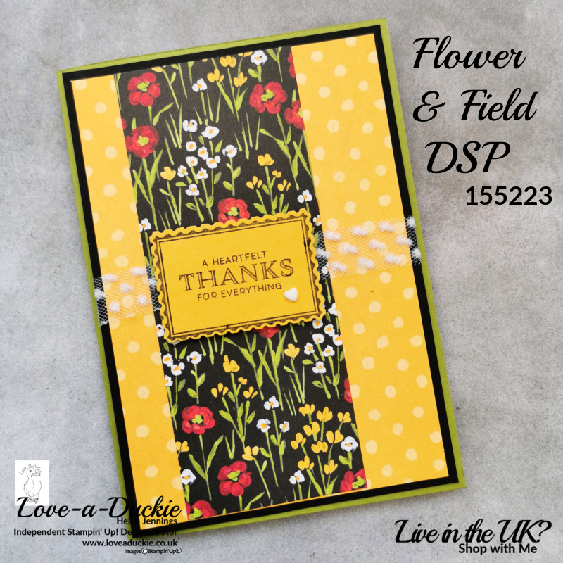 A Thank You card created using the Field and Flower Designer Series paper from Stampin' Up!