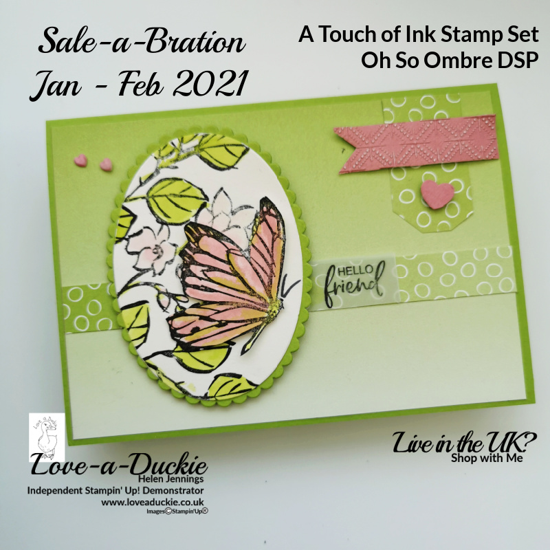 An image stamped with the "Touch of Ink" stamp set and coloured with water painters.