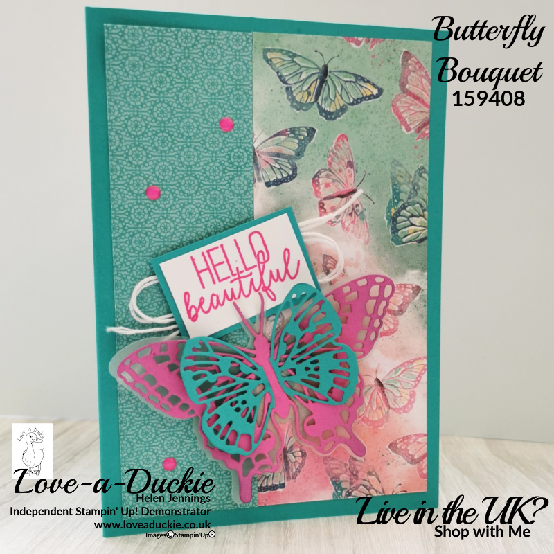 The Brilliant Wings dies were teamed with the Butterfly gala stamp set in this bright card using Stampin' up products.