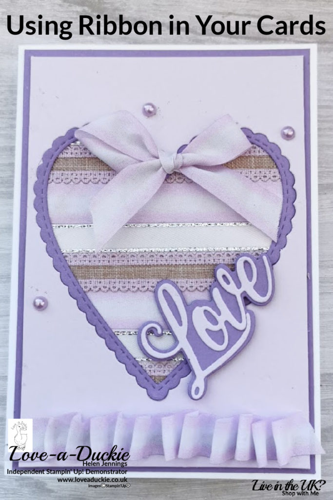 A card demonstrating several ways of Using Ribbon in your Cards, featuring ribbons