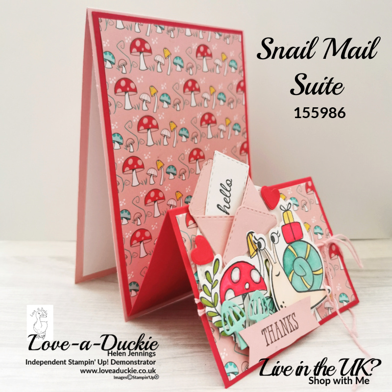 A fun fold thank you card. This double easel card features snail mail products from Stampin Up