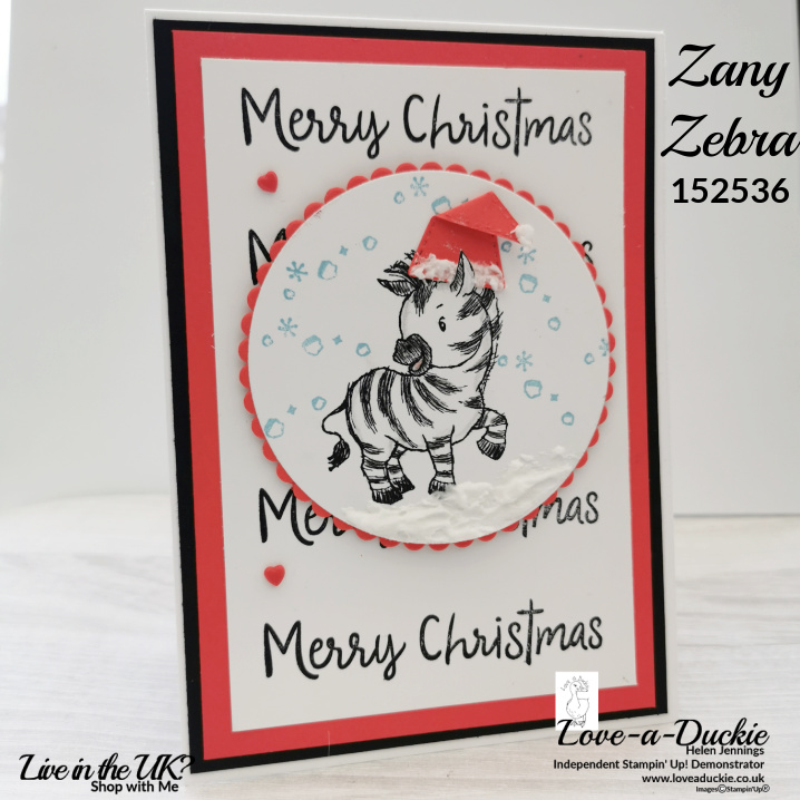 The Stampapratus makes it so easy to create repeat stamping on this fun Christmas Card featuring the Zany Zebra.