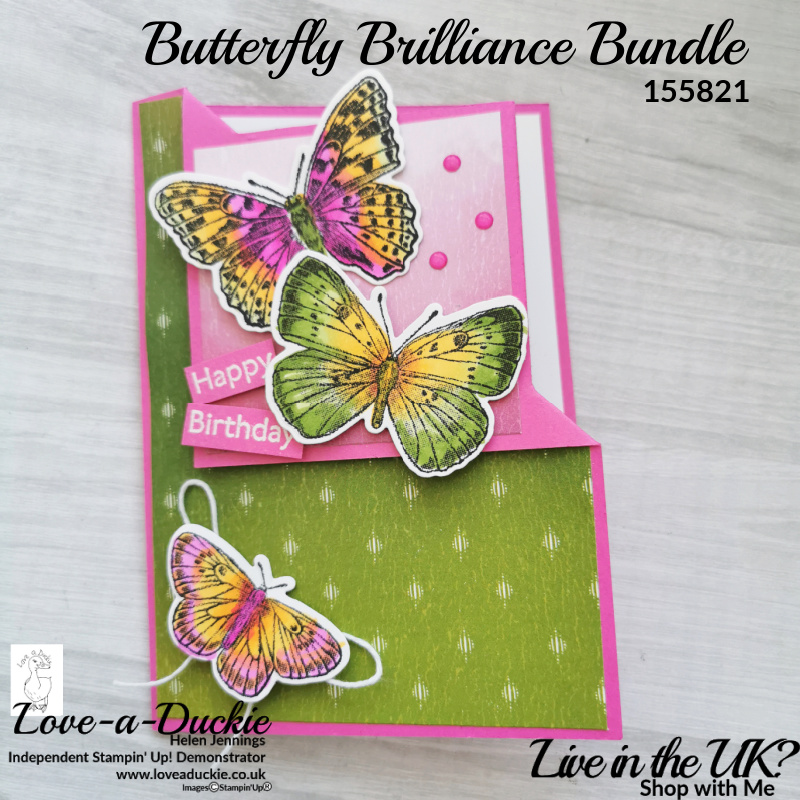 A fold back fancy fold card featuring butterflies from the Butterfly Brilliance Bundle