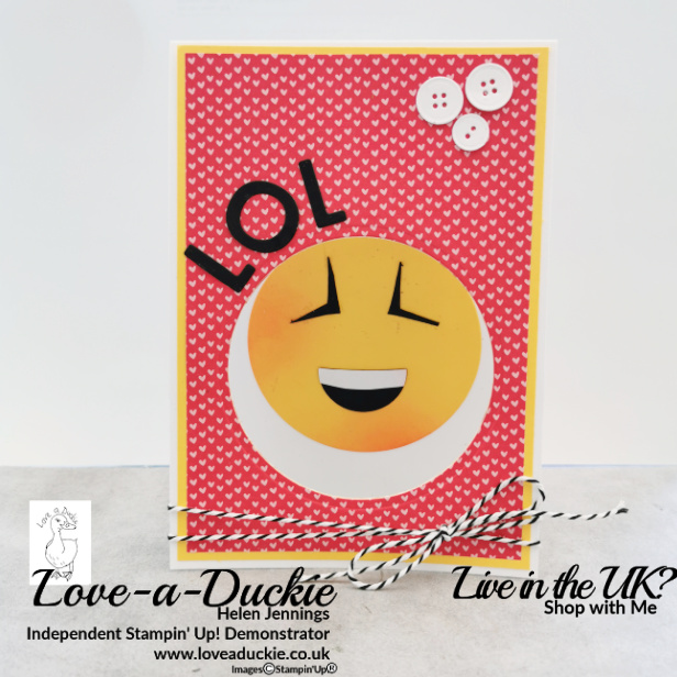 A tent fold laughing emoji card created with layering circle dies from Stampin' Up