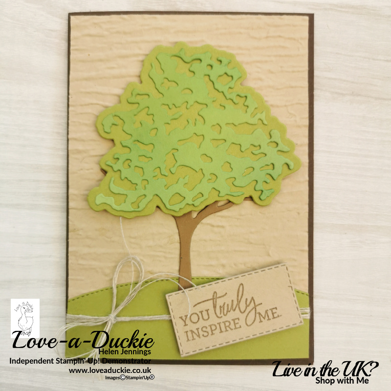 A card featuring a layered tree with texture and ink blending using Stampin Up products