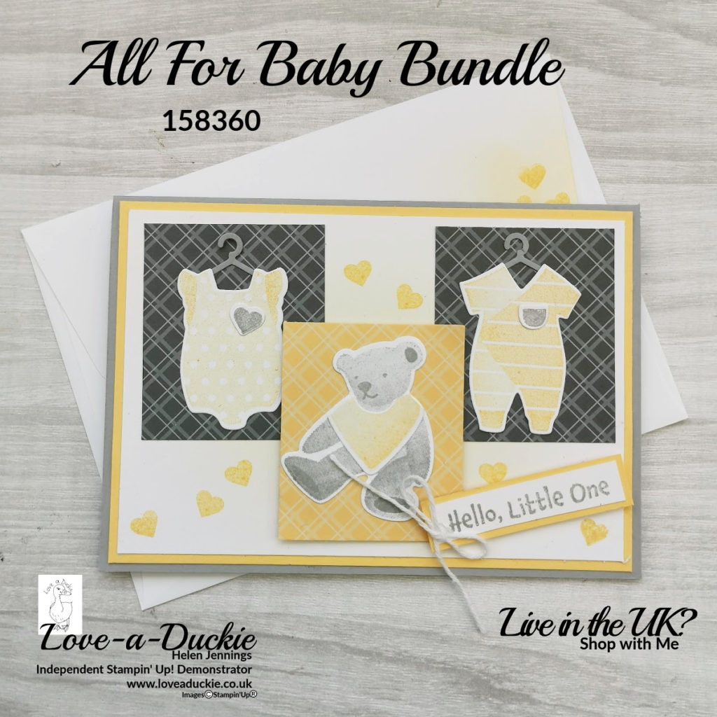 A recent new baby card in yellow and grey using the All for Baby bundle from Stampin' Up
