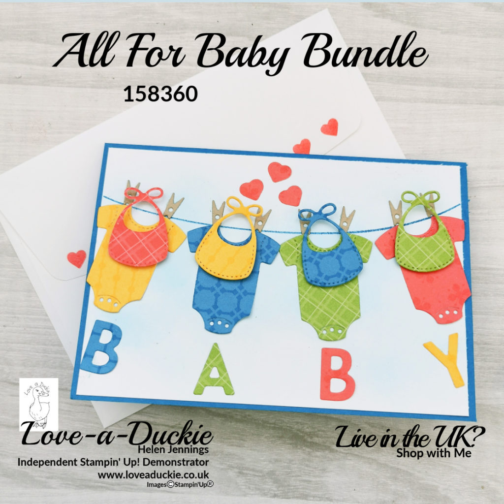A bright and colourful new baby card using the All for baby bundle