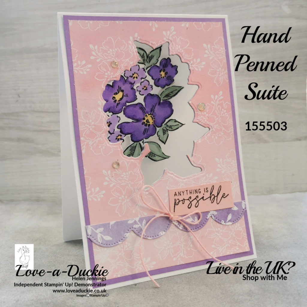 The Hand Penned bundle has coordinating stamp set and dies which make it perfect for this inside out card.