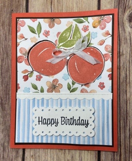 An inside out technique card using the You're a peach Suite from Stampin Up