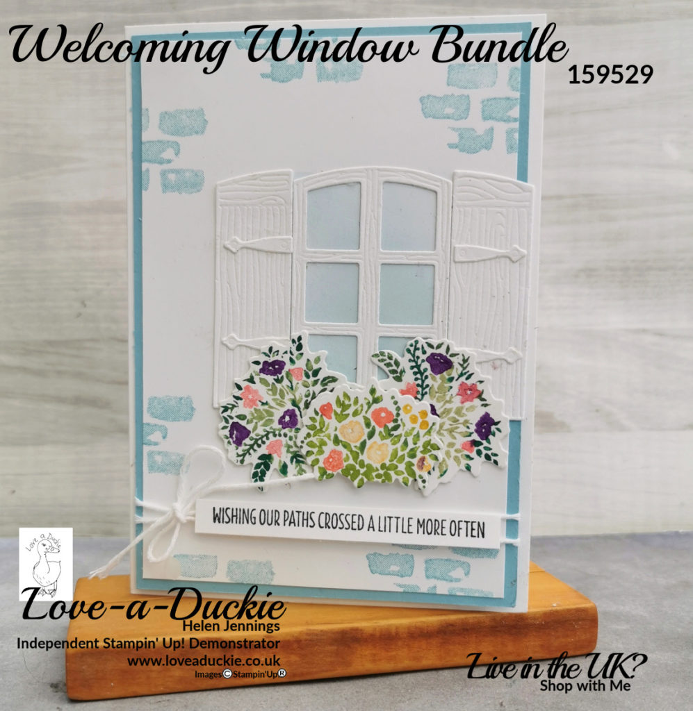 A clean & simple card using the welcoming window bundle from Stampin' Up and colouring direct to stamp