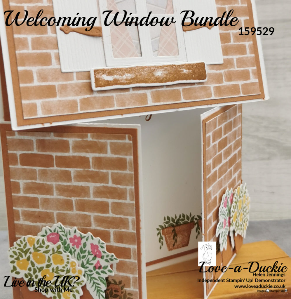 The welcoming window bundle was used to create a dutch barn door fancy fold card