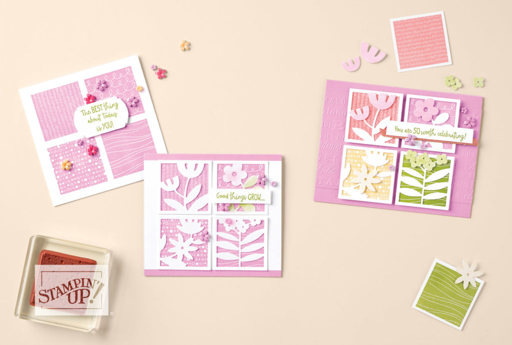 Samples using the All Squared Away bundle from the Stampin' Up catalogue