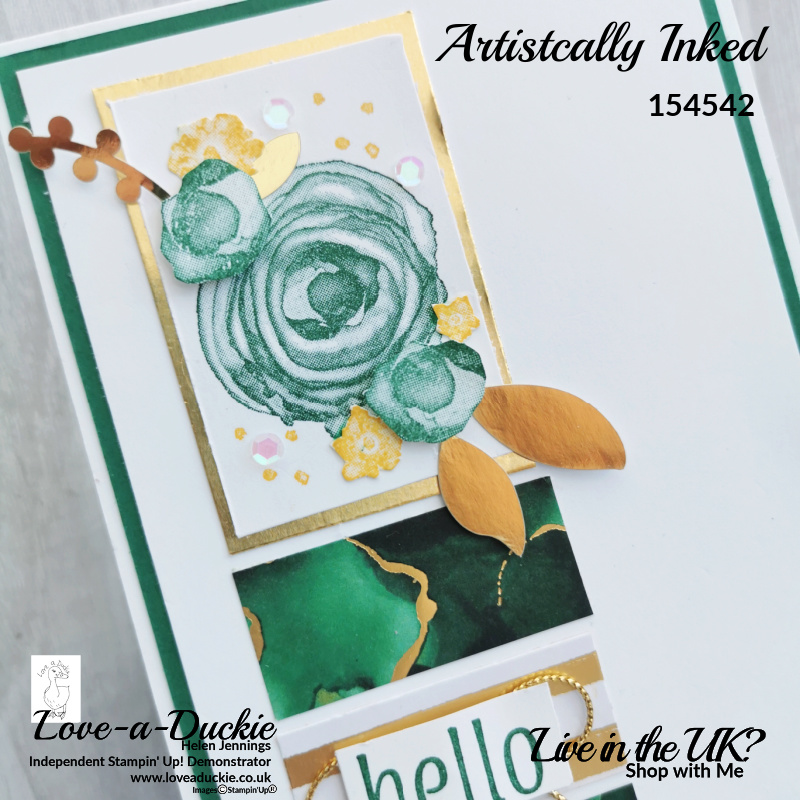 This card used the stamped images from Stampin' up's Artistically inked stamp set and the embellishments from the coordinating ephemera pack.