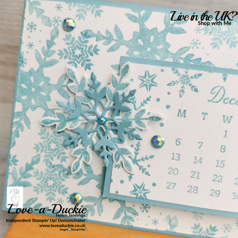 This Christmas card features lots of snowflakes from Snowflake wishes and So Many Snowflake Wishes. It also has a cute calendar element using the Day to Remember stamp set.