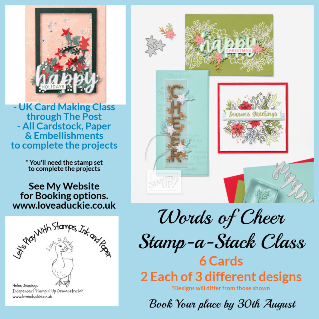 A stamp a stack class using the Word of cheer bundle from Stampin' Up