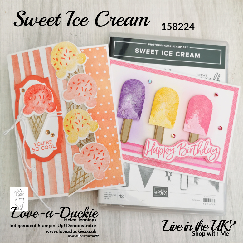 Two fun cards using Stampin' Up's Sweet iceCream stamp set and coordinating punch