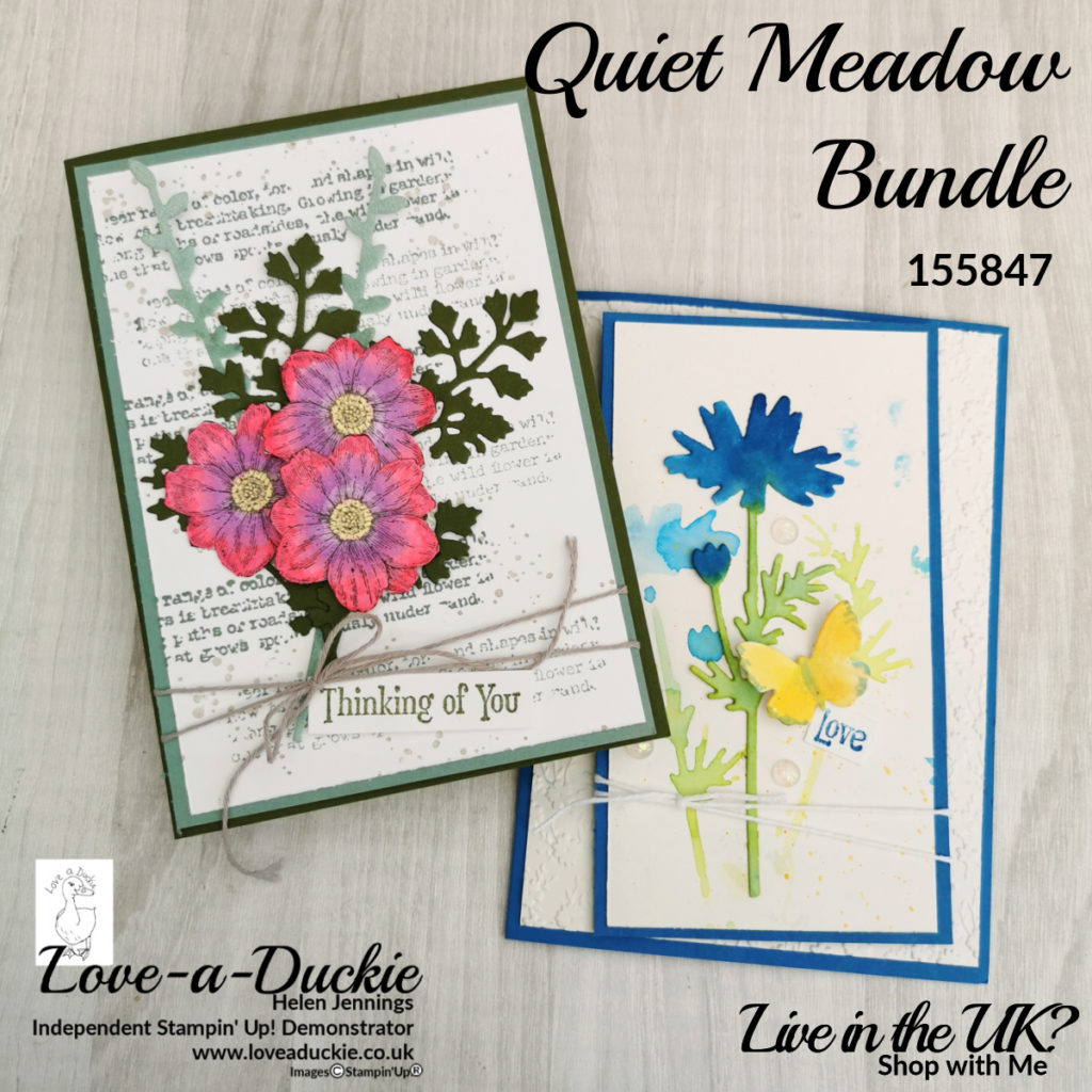 two pretty floral cards created using the Quiet meadow bundle from Stampin' up