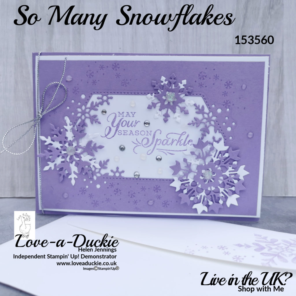 A snowflake Christmas card using Stampin' up's So many Snowflakes dies and Snowflake wishes stamp set.