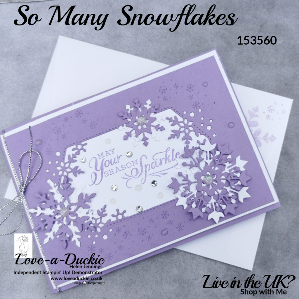 A Highland heather snowflake card using Stampin' up's so many Snowflake dies