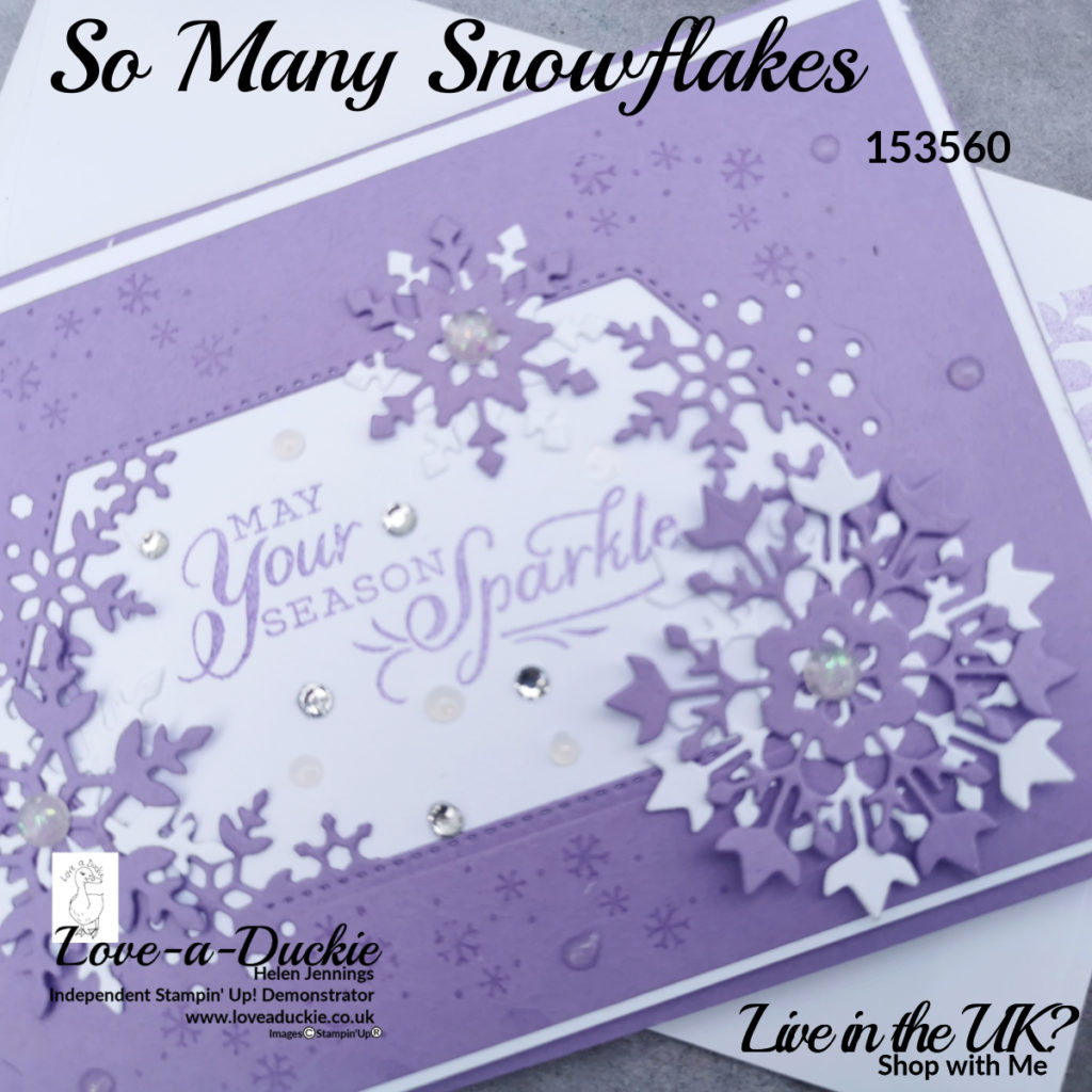 This snowflake Christmas cards has  lots of different embelishments to give it sparkle