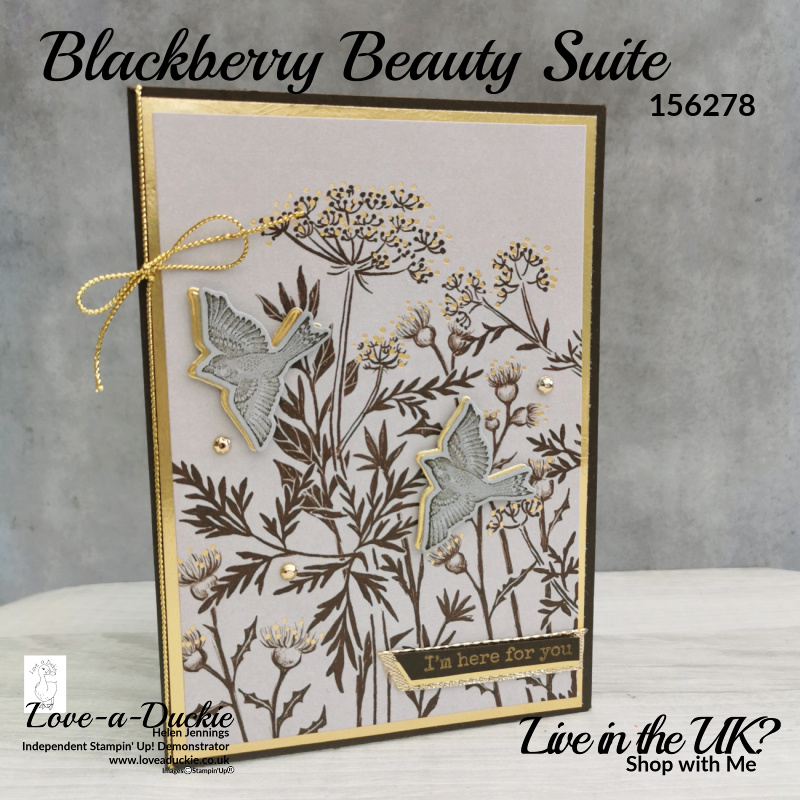 Gold foil adds extra opulence to the foiled Designer series paper and stamps and dies on this autumnal card featuring Stampin' up's Blackberry Beauty suite.