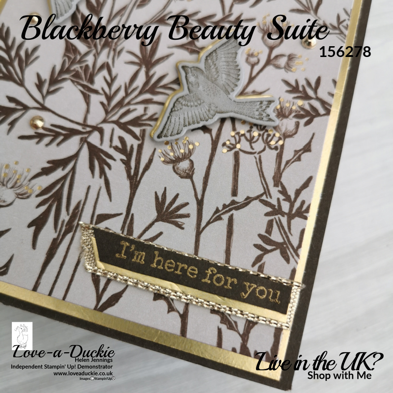 Layers of Gold and brown add texture to this Gold Foiled Autumnal bird card featuring products from Stampin' Up's blackberry beauty suite.