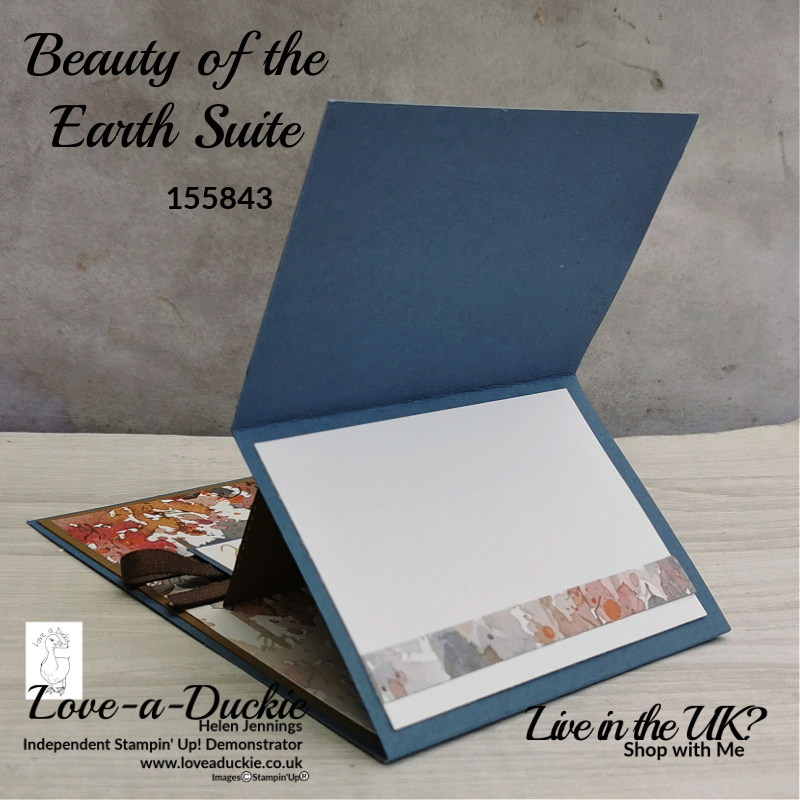 the back of this Reverse Easel card has a touch of Designer series paper from Stampin' Up's Beauty of the Earth pack