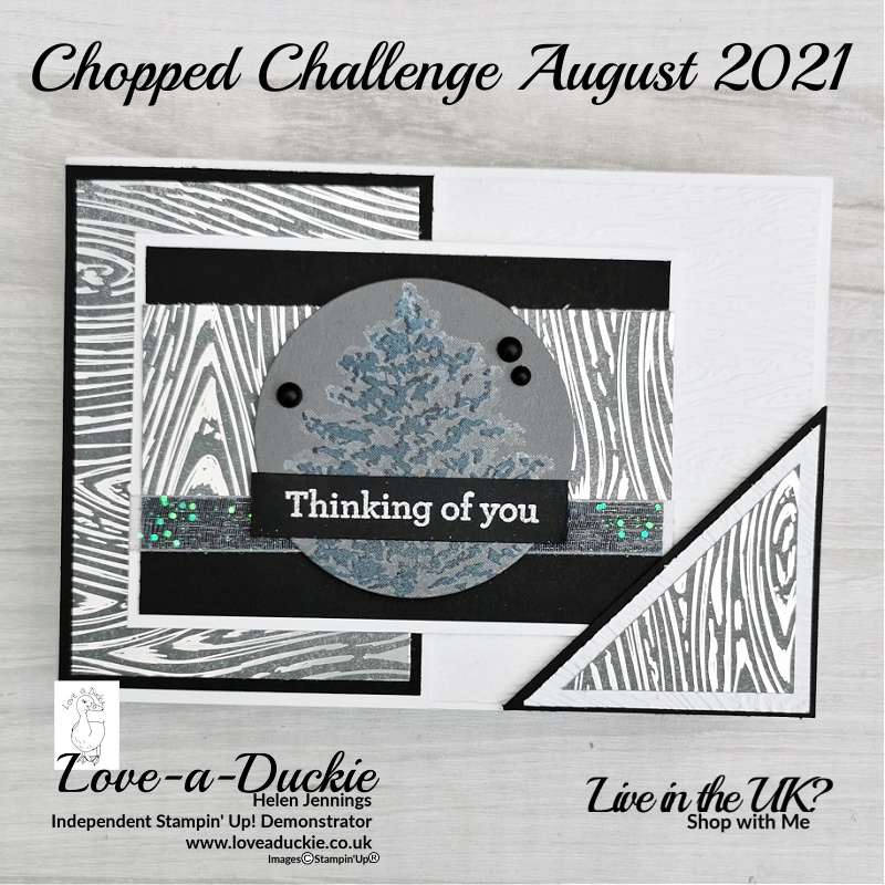 A sympathy card created with the Chopped card making Challenge kit and the Beauty of Friendship stamp set. The challenge kit contains paper and ribbon from the peaceful place Suite from Stampin' Up