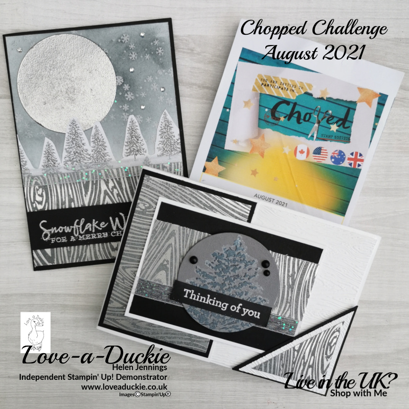 The Chopped Card making challenge happens every month.  The challenge kit for August contains paper and ribbon from the peaceful place Suite from Stampin' Up