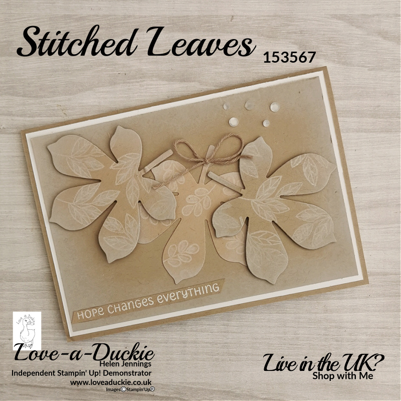 White stamping using Stampin' Up's craft ink on Crumb cake die cut leaves.