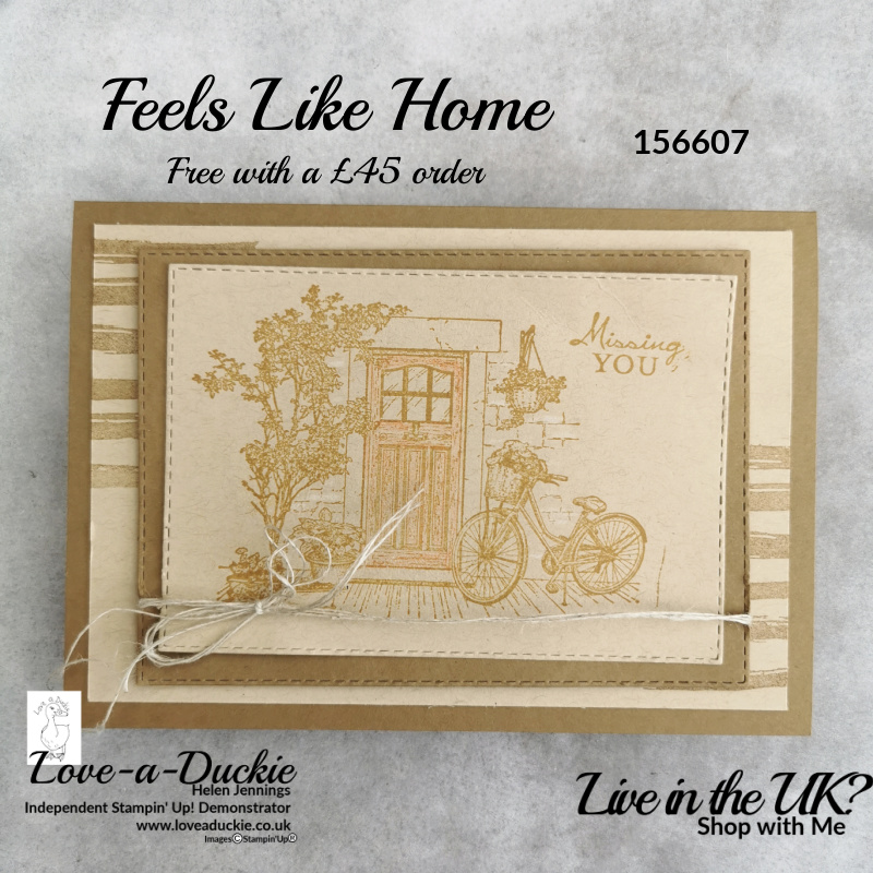 This sepia effect card was created using the Feels Like Home stamp set and watercolour pencils from Stampin' Up