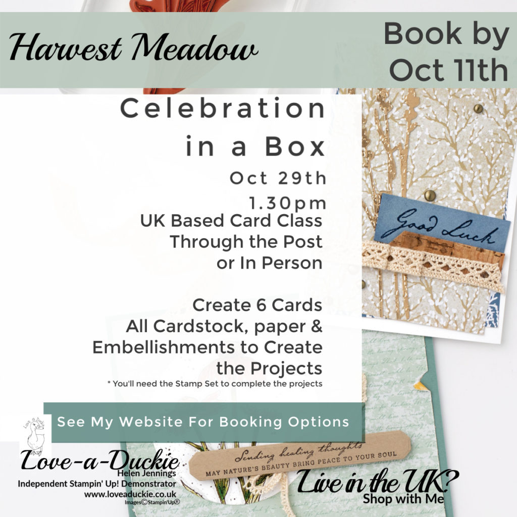 Using Stampin' Up's Harvest Meadow suite to create 6 cards in this class from Love-a-Duckie