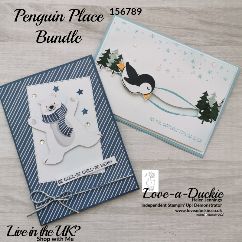 Cute cards created with the Penguin Place bundle from Stampin' Up and Penguin playmates Designer Series paper.