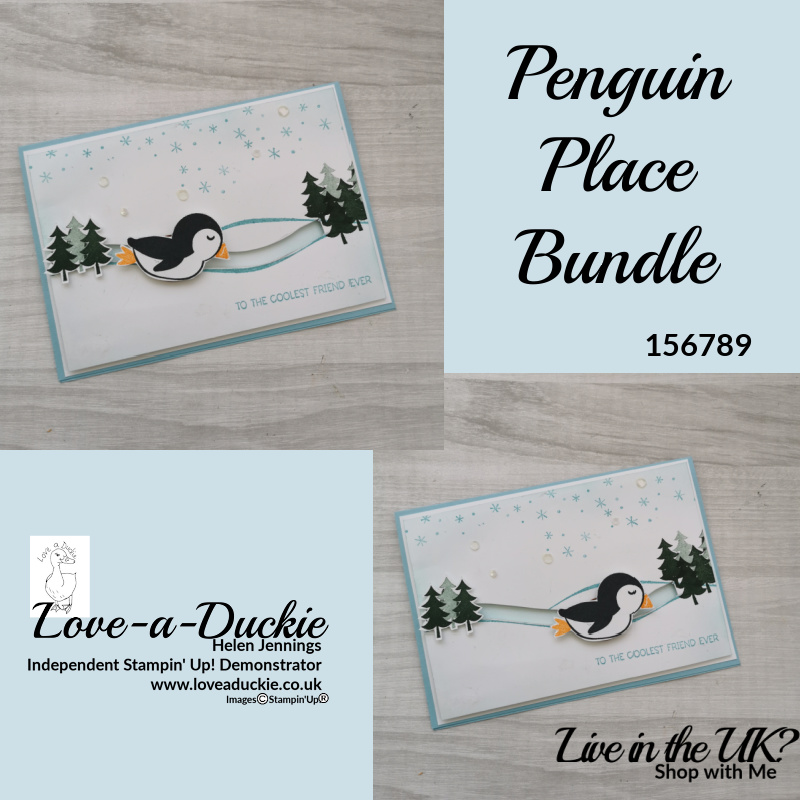 A Penny Slider card featuring a cute penguin from the penguin Place bundle from stampin' Up!