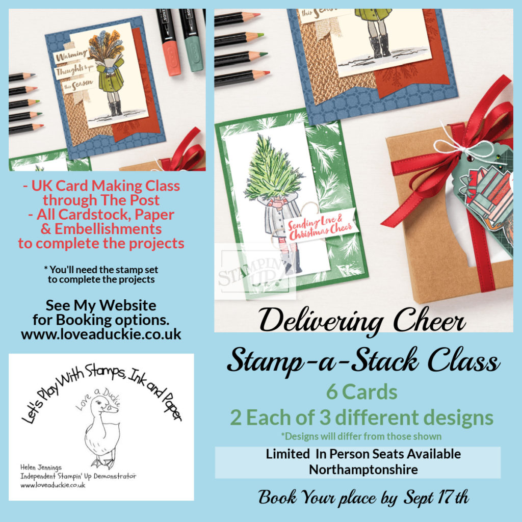 Love-a-Duckie's Stamp-a-Stack class using Stampin' Up's Delivering Cheer stamp set.